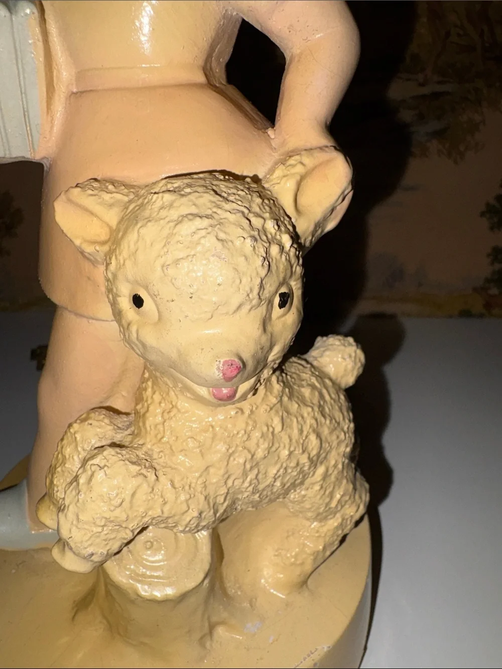 Vintage 1960s Ceramic Girl & Lamb Accent Lamp Works Nightlight Nursery Bedroom
